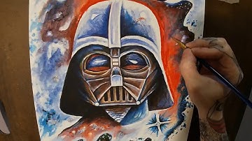 Timelapse acrylic painting of Darth Vader part 2