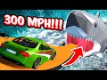 300MPH CAR Jumping Into GIANT SHARK! High Speed Crashes