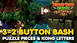 Donkey Kong Country Returns Hd - Button Bash 3-2 All Puzzle Pieces Kong Letters