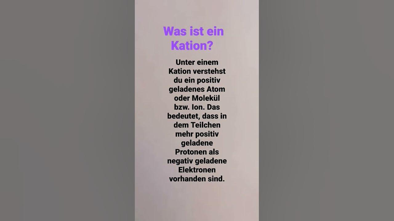 was ist ein Kation? Allgemeinwissenshort Chemie Salze Ionenbindungen