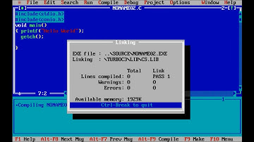 Print "Hello World" in C language using turbo C/C++
