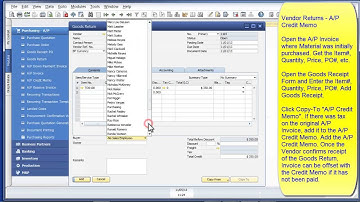 Vendor Returns AP Credit Memo