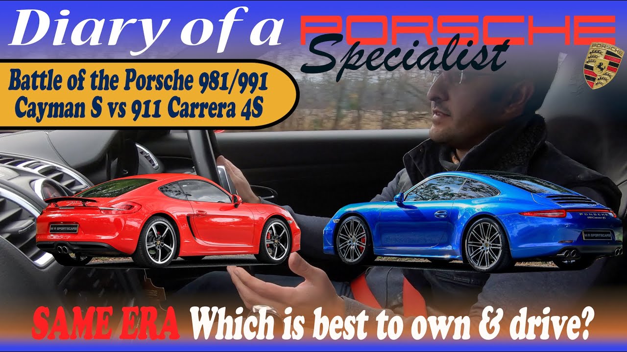 Porsche 991-series 911 Carrera 4S vs 981 Cayman S Driving  