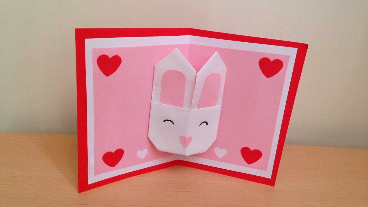 折り紙 ウサギの顔 誕生日ポップアップカード 簡単な作り方 Niceno1 Origami Bunny Rabbit Face Birthday Pop Up Card Youtube