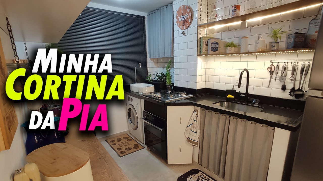 Como fiz a Cortina da Pia da minha Cozinha