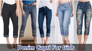 Buy Women 2 Button Denim jeans capri Online at Best Prices in India -  JioMart.