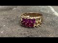 Transformation bague et boucles d’oreilles rubis anciennes en jonc sur or rose