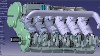 Opposed piston 2 stroke diesel engine animation (Junkers Jumo 205 concept)