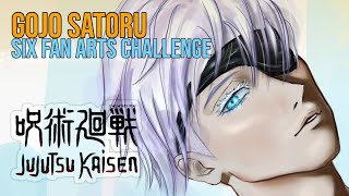 Drawing GOJO SATORU (Jujutsu Kaisen) 👁 #SixFanArtsChallenge