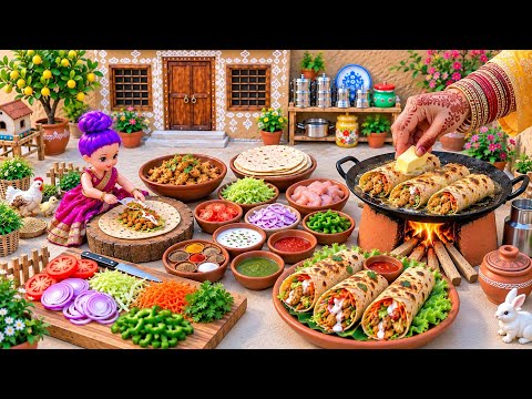 Miniature Chicken Roll Recipe | Yummy & Spicy Chicken Roll | Street Food | Miniature Village Cooking