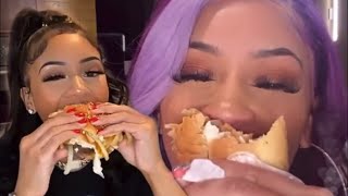 Saweetie eating like a prisoner for 5 minutes straight again