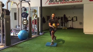 Split Stance MedBall Diagonal Chop Lift on Airex Pad - Ipsilateral