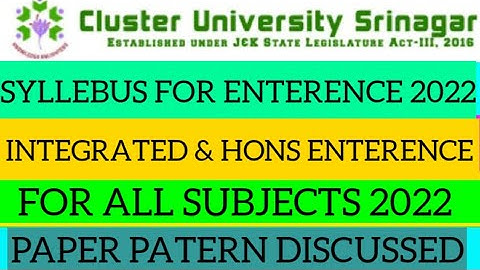 Cluster University Sgr Syllebus For Enterence Of Hons & Integrated Courses 2022