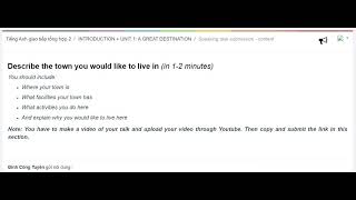[TAGTTH 2] / INTRODUCTION + UNIT 1: A GREAT DESTINATION / Speaking task submission - content Guide