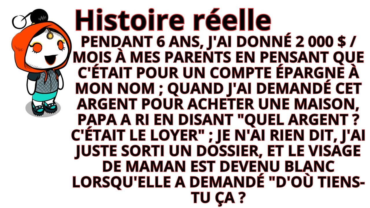 Mes parents ont promis de garder mon loyer de 144 000 $ mon père a ri quand je l'ai réclamé svp.