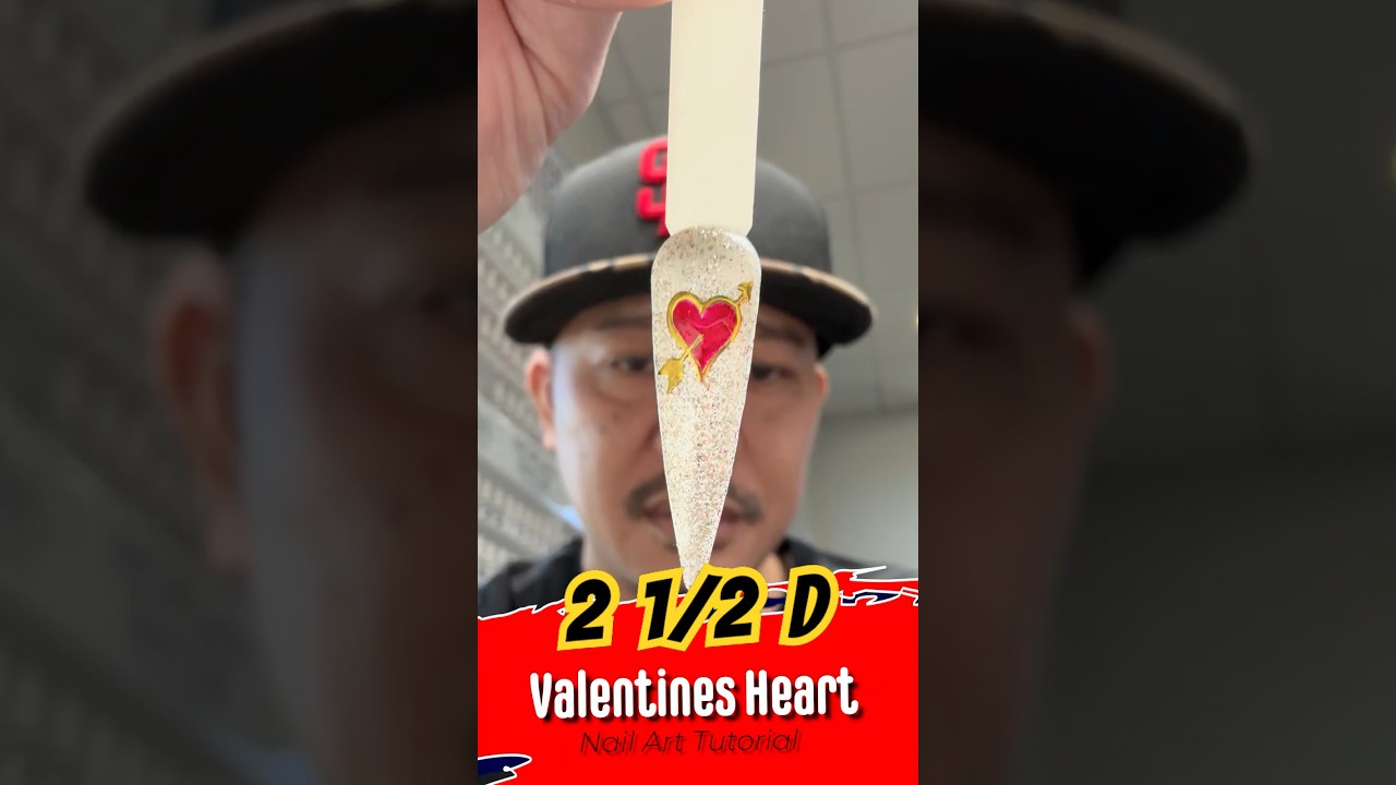 Semi 3D  Valentine’s Hearts Nail Art Tutorial