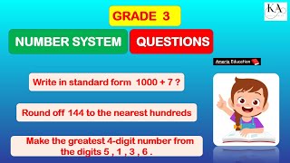 Number System | Math questions and answers | Class 3 | Grade 3 |Worksheet Number system |maths quiz