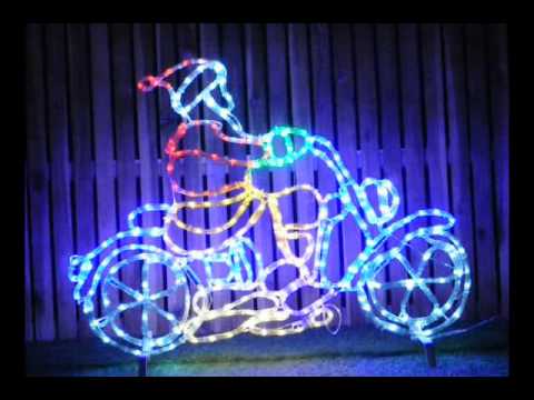 Motorbike Santa Multi-Coloured LED Rope Light - YouTube