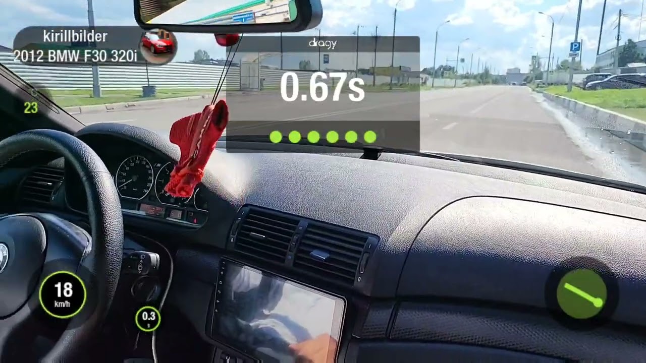 BMW e46 330i 231лс stock 0-100 dragy (два человека в салоне)