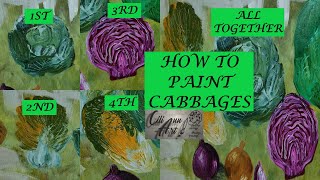 How To Paint Cabbages | Step By Step Painting | 4 ways 