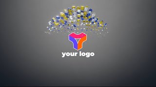 Cube clusters logo stinger 3d animation customizable colors, uploadable own logo,  cube color