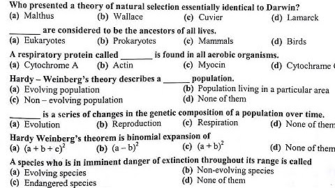 Evolution MCQs - Series Videos - Part 1