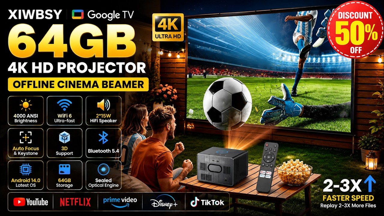 XIWBSY 4K Projector Review — 64GB Google TV, 4000 ANSI Lumens