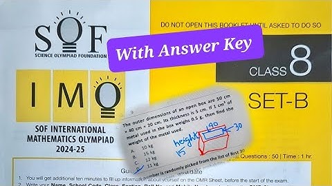 Class 8 IMO Set B Answer Key 2024 - 2025 Level 1/ SOF IMO Answer Key Class 8 2024 - 2025/ Answers