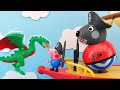 Pirate ship, Pirate Grandpa Dog, dragon fight, pirate journey, Peppa Pig TV, New Peppa