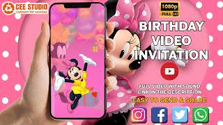 Minnie Mouse Invitation, Minnie Mouse Video Invitation, Minnie Mouse Invite, Minnie Mouse Birthday