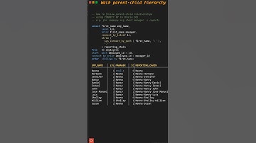 Walk Parent Child Hierarchy Using Connect By in Oracle SQL #sql #oraclesql