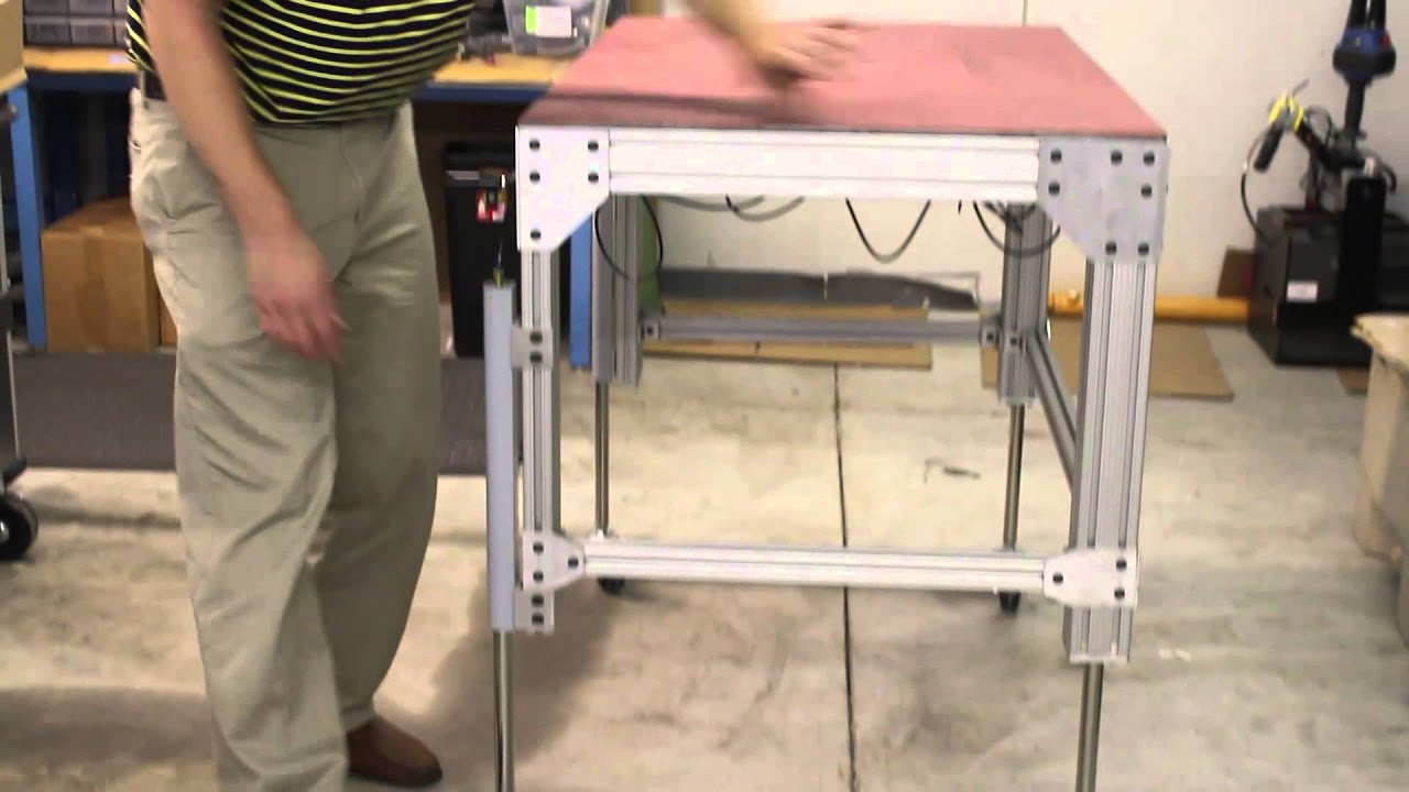Portable Adjustable Height Table with Dyna Lift Kit - YouTube