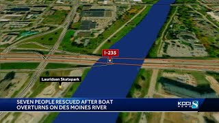 Seven people rescued after boat overturns on Des Moines River