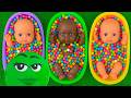 4 Minutes Satisfying with Full of 3 Rainbow BathTubs Candy with M&M's & Magic Slime Cutting Video 20