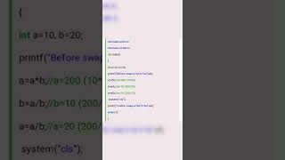how to write a C program to swap 2 numbers without 3rd variable(method2)#viral #shorts #cprogramming