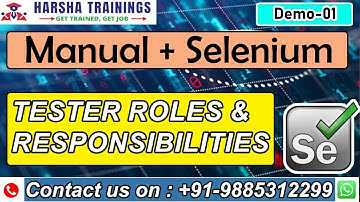 Manual Selenium Testing Demo 01| SDLC | TOOLS |Tester Roles and responsibilities |Harsha Trainings