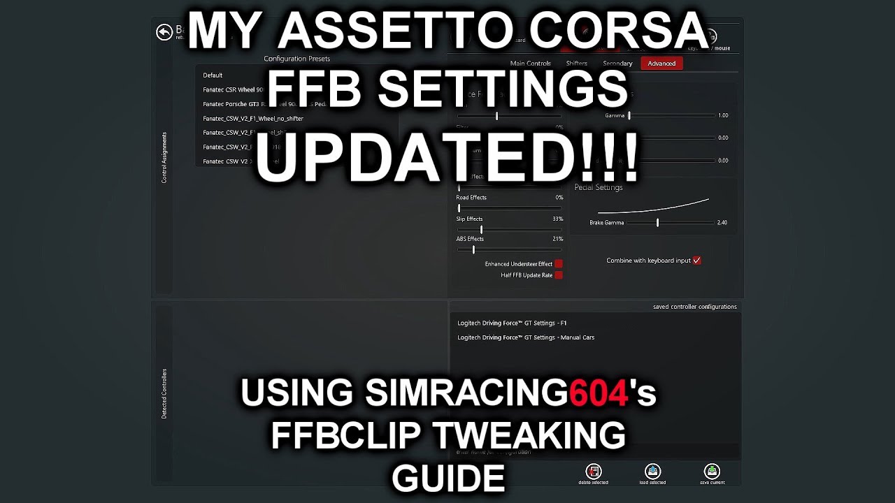 Assetto Corsa - My Logitech Driving Force GT FFB Settings UPDATED - YouTube
