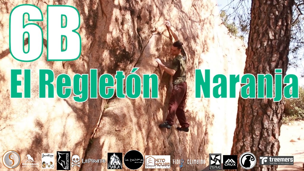 El Regletón Naranja 6B | La Pedriza Boulder | Sector Quebrantaherraduras