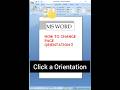 How to change page orientation in ms word ? #msword #shorts #youtubeshorts