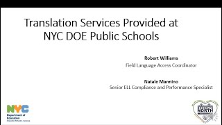 Translation Services Provided at NYC DOE Public Schools
