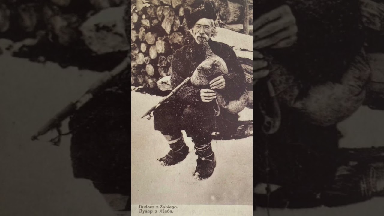 Дудар з села Жаб’є (Верховина) 1929 р. Світлина з книги "Гуцульщина очима Сеньковського" 