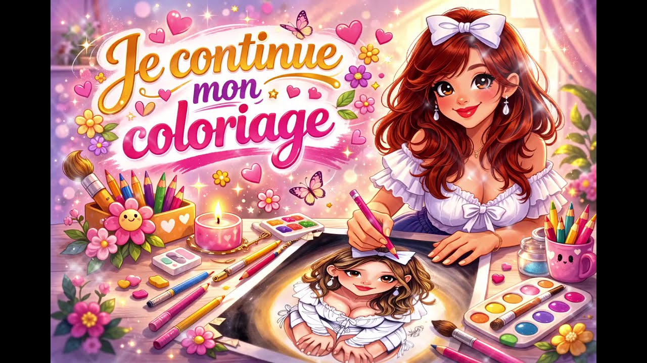 Je continue mon coloriage du livre Recueil 2025 de Kévin Téo'Art/spécial ruban et yeux.