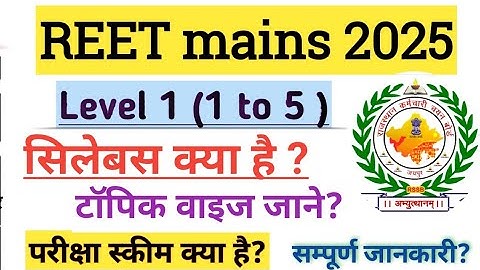 REET Mains Exam Syllabus 2024| REET Level 1 Syllabus | 3rd Grade Main Syllabus| REET PRE 2025 #rssb