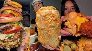 BEST Tiktok ASMR eating compilation🍗| Chipotle, Wingstop, Dave's Hot Chicken, Buldak & More!