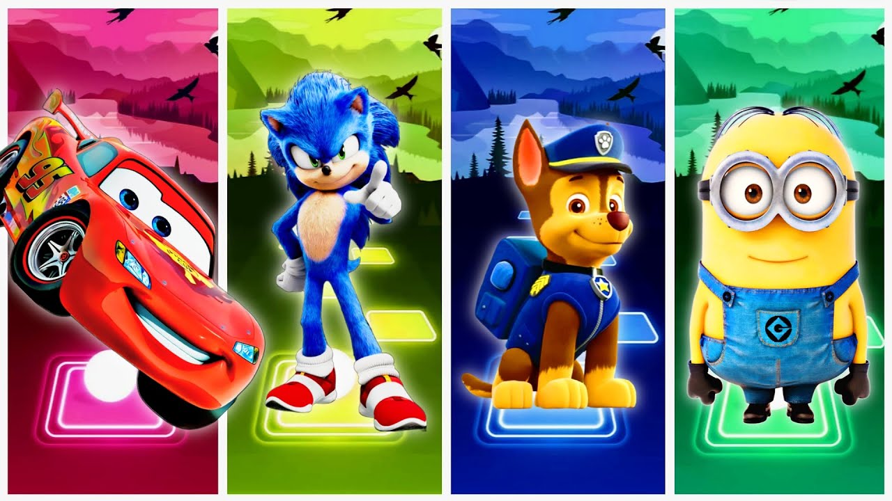 Sonic vs McQueen vs Paw Patrol vs Minion Coffin Dance Battle | Tiles Hop