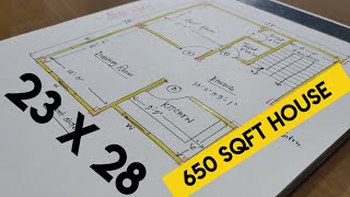 650 SQFT HOUSE PLAN II 23*28 GHAR KA NAKSHA II 23x28 MAKAN KA NAKSHA