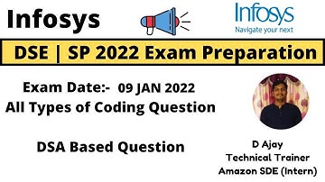Infosys 2022 BATCH Hiring | DSE | SP Preparation Video PART-1 | All Types of Coding Question