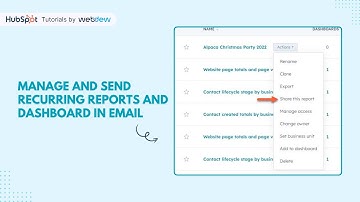 How to Manage and send recurring reports and dashboard in  Email