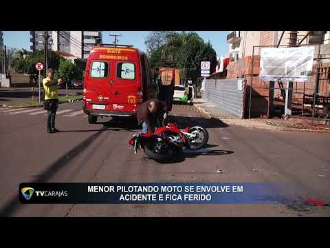 Menor pilotando moto se envolve em acidente e fica ferido