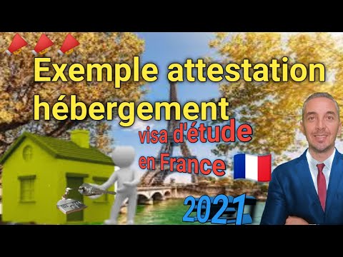 Exemple attestation hébergement visa d'étude en France 2021